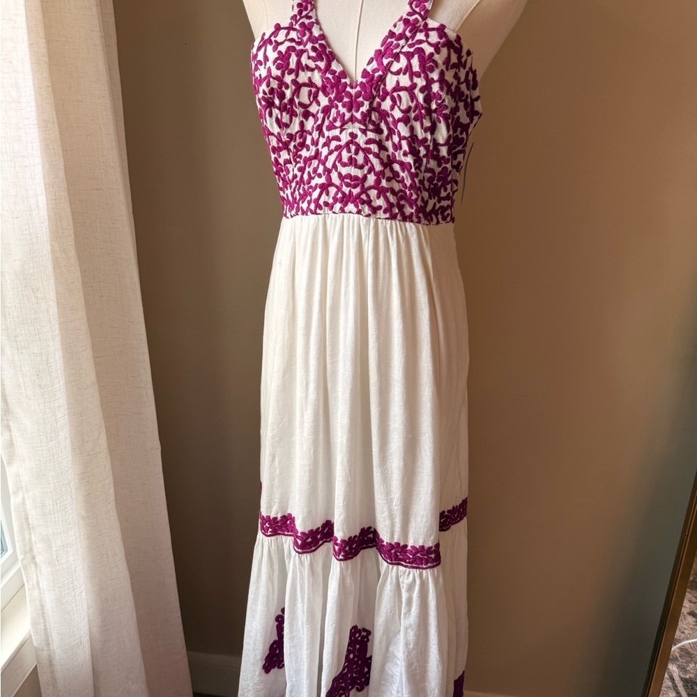 NWT Anthropologie Manuela Embroidered Midi Dress - Picture 2 of 7